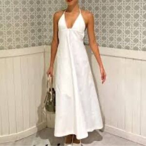 Elegant White Halter Maxi Dress NWT ZARA